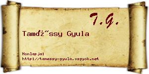 Tamássy Gyula névjegykártya