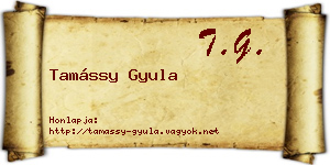Tamássy Gyula névjegykártya